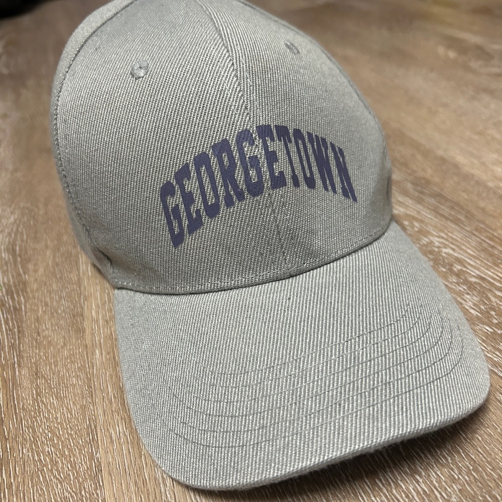 Georgetown University Logo Baseball Cap in Light Gray with Navy Text